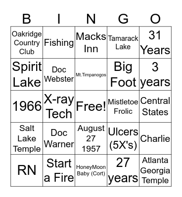 GrandPa and GrandMa 60 YEARS Bingo Card