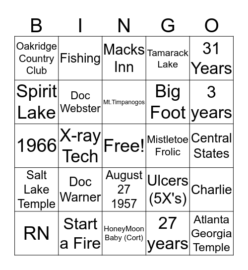 GrandPa and GrandMa 60 YEARS Bingo Card