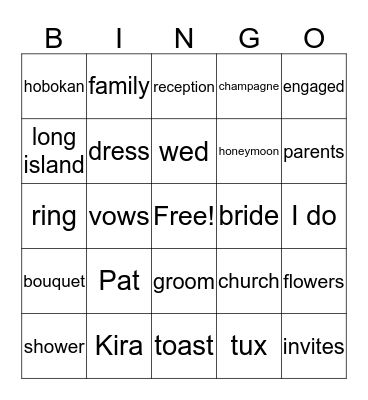 Kira and Pat Bingo Card
