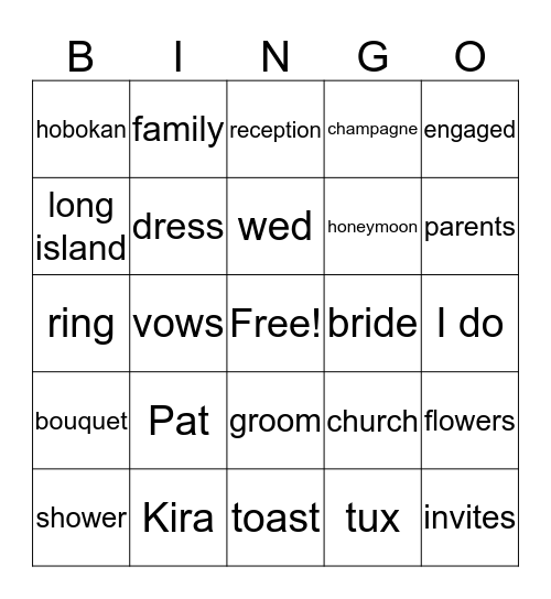 Kira and Pat Bingo Card