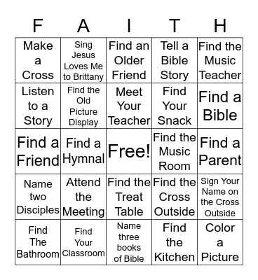 Beaver Valley Sunday School Kickoff Bingo Card