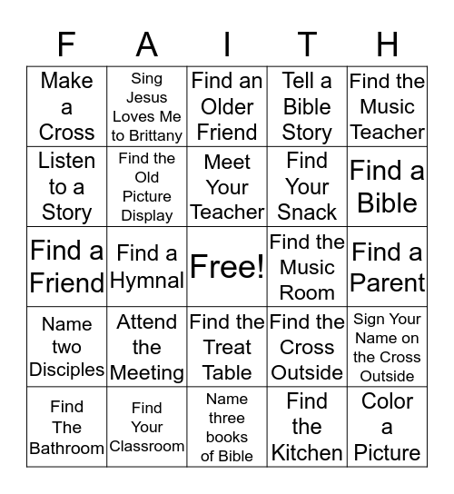 Beaver Valley Sunday School Kickoff Bingo Card