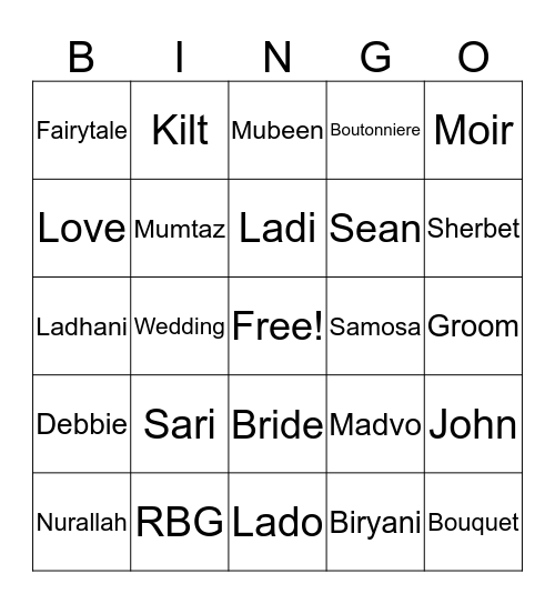 Madvo Bingo Card
