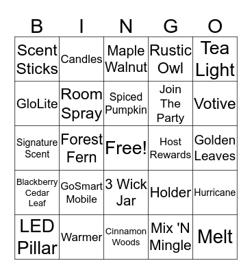 PartyLite Bingo Card