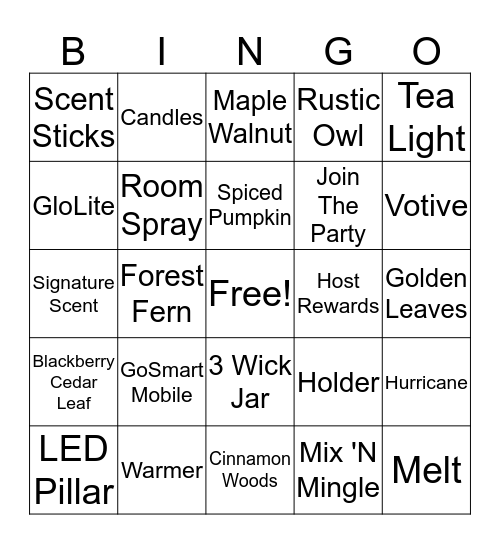 PartyLite Bingo Card