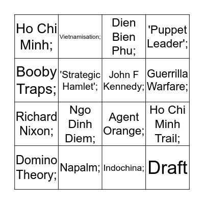 American Involvement in Vietnam Bingo Card