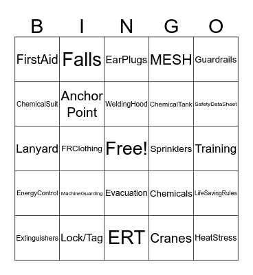 Environmental, Health and Safety Bingo! Bingo Card