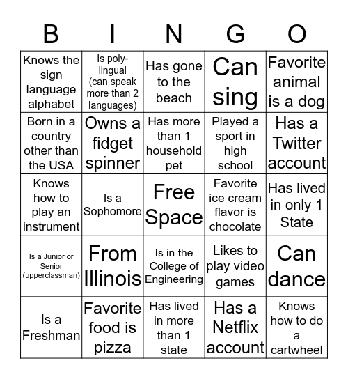 Get to know your neighbors BINGO Card