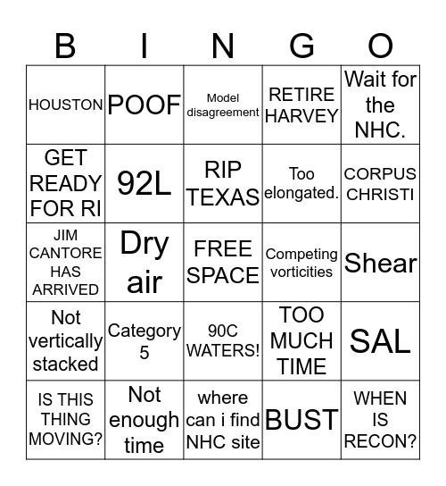 TS Harvey Bingo Card