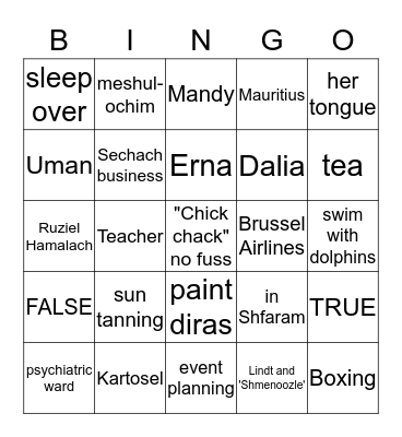 Lea & Yonatan's Bingo Card