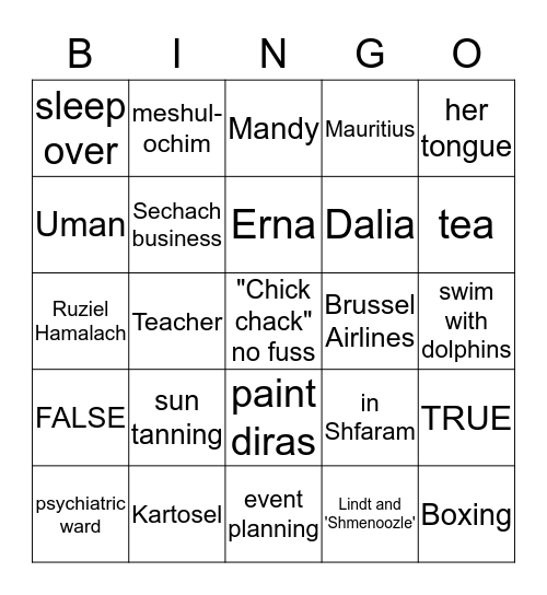 Lea & Yonatan's Bingo Card