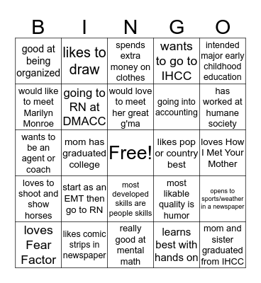 IHCC Bingo Card