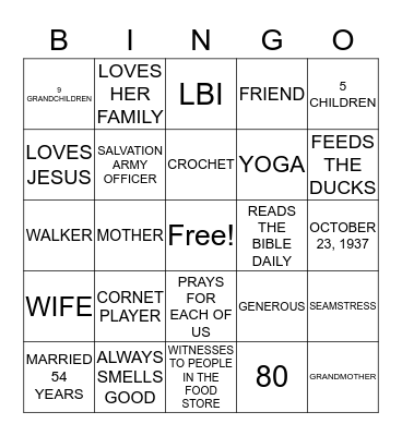 HAPPY 80TH BIRTHDAY BINGO!! Bingo Card