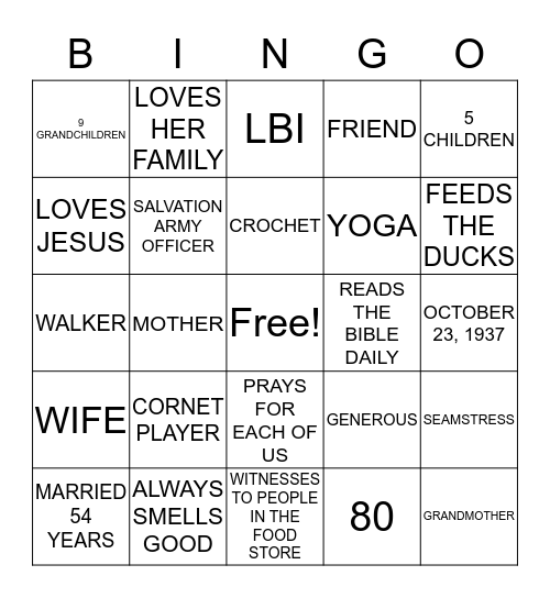 HAPPY 80TH BIRTHDAY BINGO!! Bingo Card