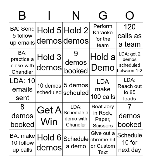 Hatchlings Bingo Card