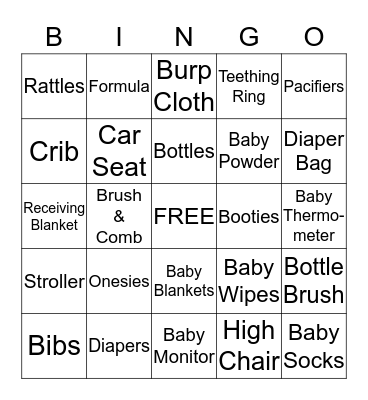 Baby Bingo Card