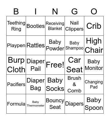 Baby Bingo Card