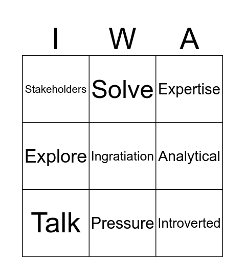 IWA Bingo Card