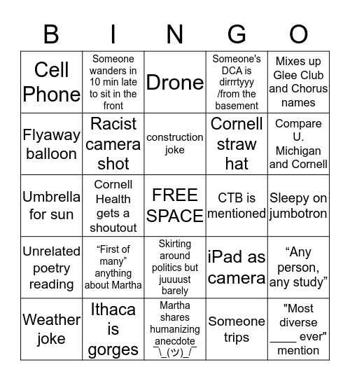 Installation Bingo Card