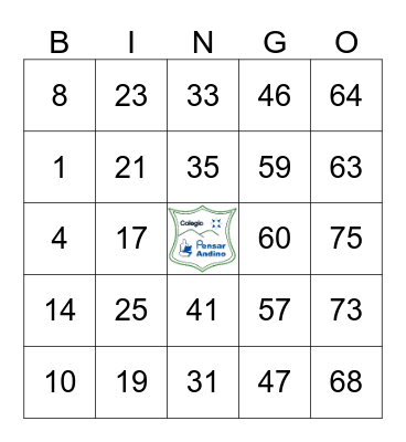 COLEGIO PENSAR ANDINO Bingo Card