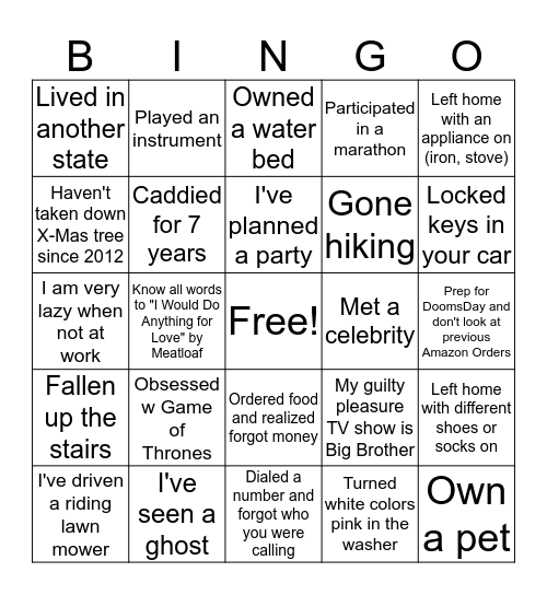 OAE Work Template 1 Bingo Card