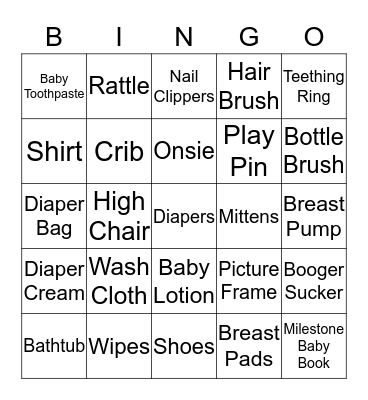 Laurens Babyshower Bingo Card