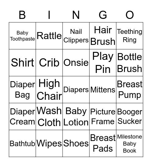 Laurens Babyshower Bingo Card