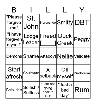 Billy Bingo Card