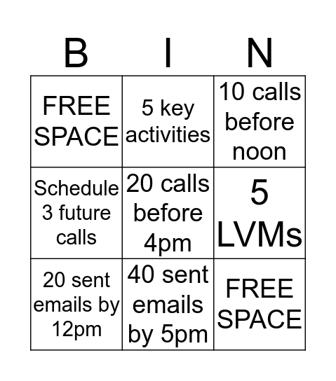 ACTIVITY BINGO Card