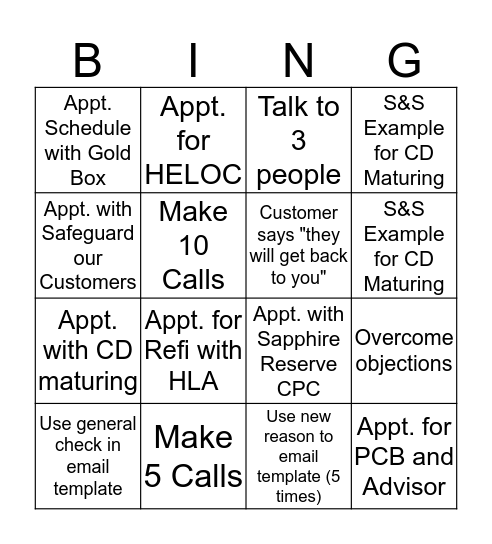 Call Night Bingo!  Bingo Card