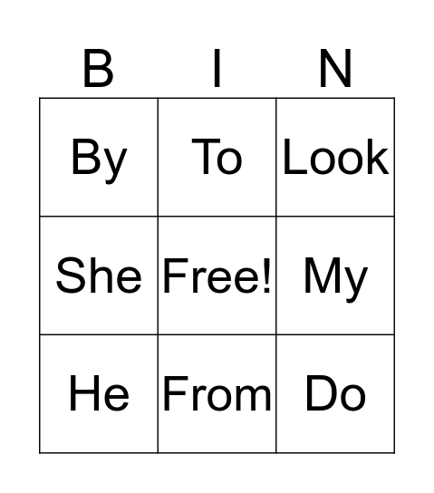 3rd 9-weeks sight words Bingo Card
