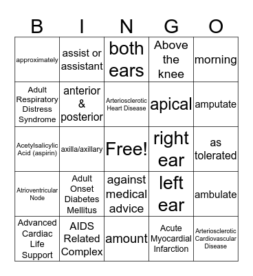 A-Abbreviation Week 2 Bingo Card