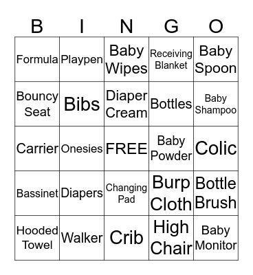 Baby Girl Bingo Card