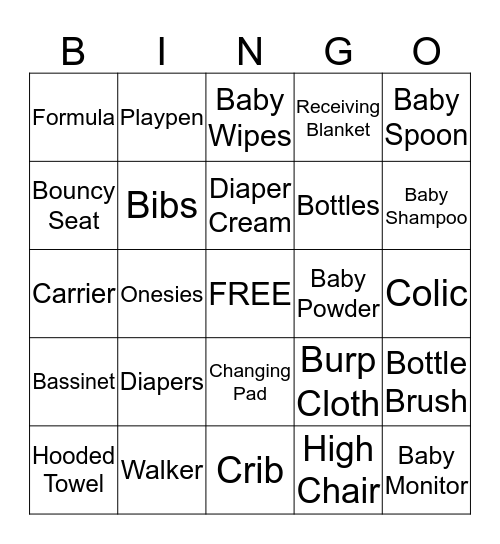 Baby Girl Bingo Card