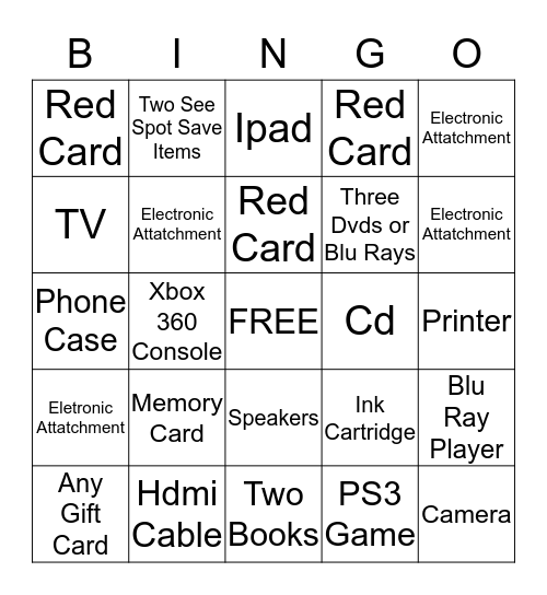 ELECTRONICS BLACKOUT BINGO Card