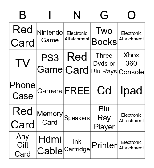 ELECTRONICS BLACKOUT BINGO Card