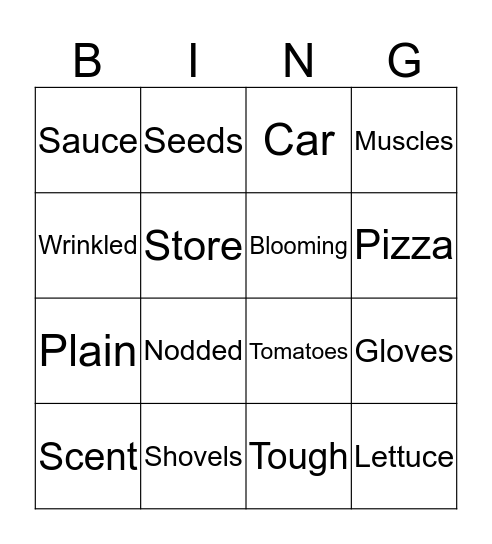 Luz and the Garden  Bingo Card