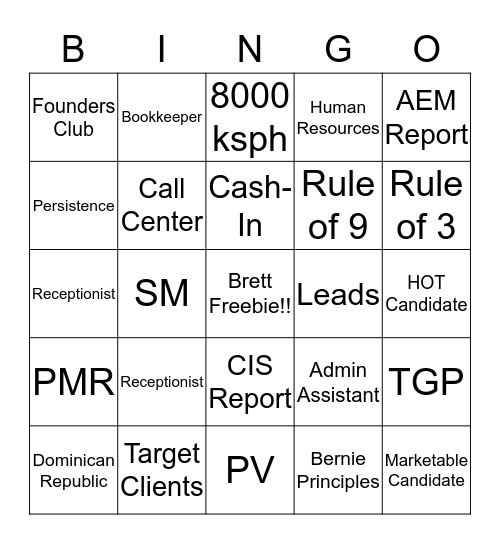AppleOne Bingo Card