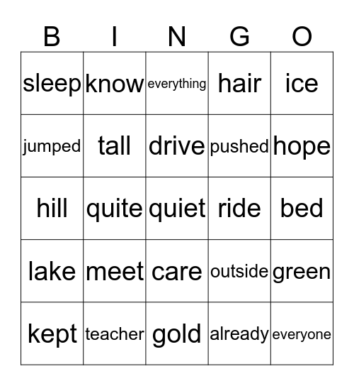 Sight Word Bingo 3rd Bingo Card