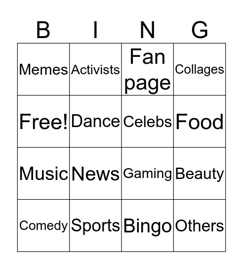 Profiles that you had/have/follow Bingo Card