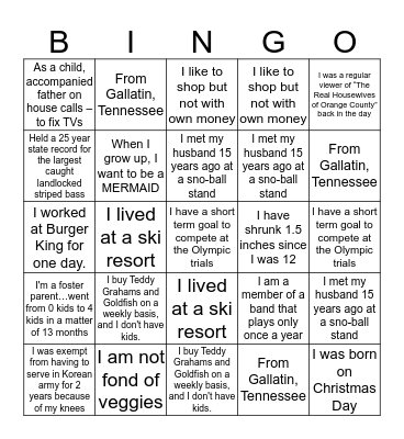 Fun Fact Bingo Card