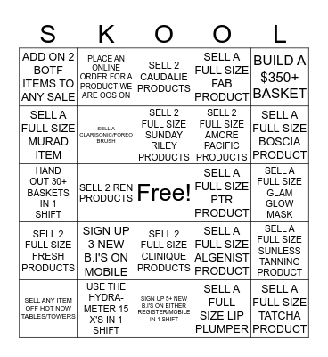 BACK TO SKOOL BLACKOUT BINGO Card