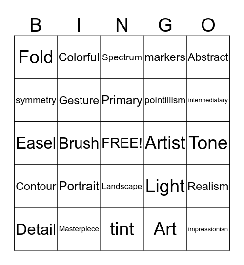ART  Bingo Card