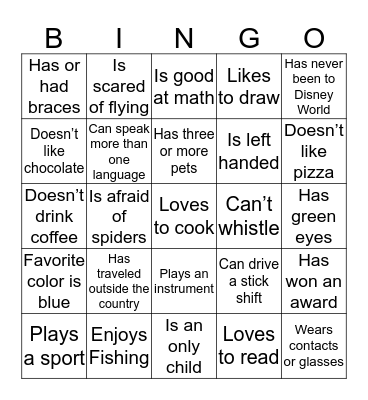 SFC Bingo Card