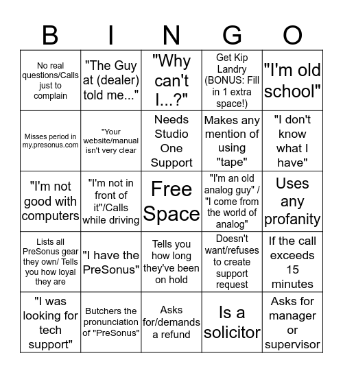 Phone Queue Bingo V3 Bingo Card