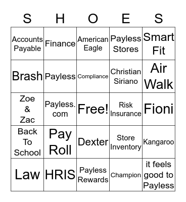 PAYLESS Bingo Card