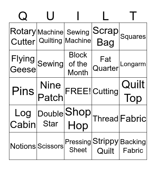 Pieced Together Quilters Celebration Bingo Card