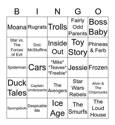 Mike Teavee Bingo Card