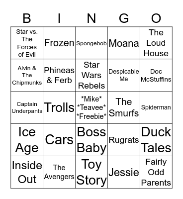 Mike Teavee Bingo Card