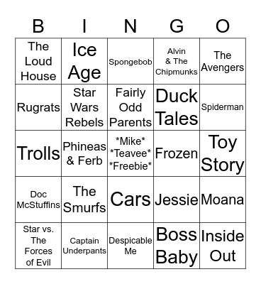 Mike Teavee Bingo Card